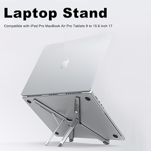 

Computador portátil Ficar para Mesa Suporte ajustável para laptop Alumínio Silicone Dobrável Ajustável com Ventilador de Calor para Elevar Laptop Computador portátil Titular Compatível com iPad Pro