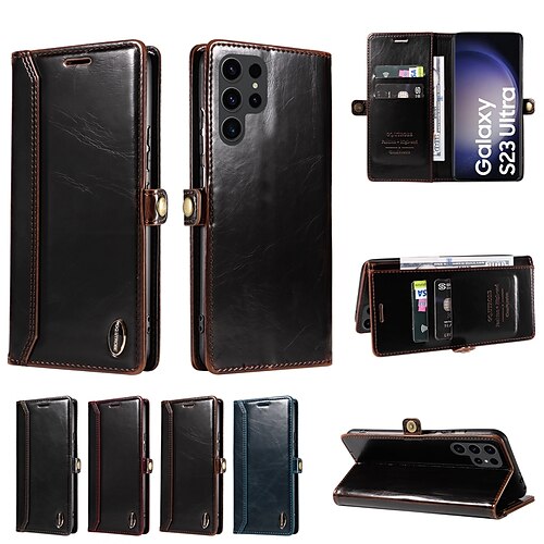 

Handy Hülle Handyhüllen Für Samsung Galaxy Brieftasche Kartenetui S23 S21 S20 Ultra Plus FE Note 10 Plus Anti-Diebstahl Steckplätze für Kartenhalter Magnetischer Flip Einfarbig TPU PU-Leder