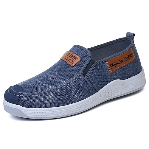 

Homens Mocassins e Slip-Ons Sapatos Confortáveis Tênis Slip-on Casual Ao ar livre Diário Caminhada Lona Respirável Azul Cinzento Verão Primavera