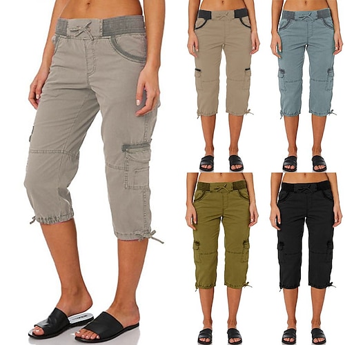 

Women's Cargo Pants Hiking Pants Trousers Work Pants Summer Outdoor Ripstop Breathable Quick Dry Multi Pockets Capri Pants Bottoms grey blue light ginger Hunting Fishing Climbing S M L XL 2XL