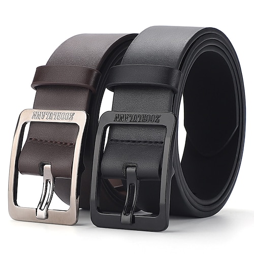 

Men's Faux Leather Belt Frame Buckle Black Coffee Alloy Retro Traditional Plain Daily Wear Going out Weekend