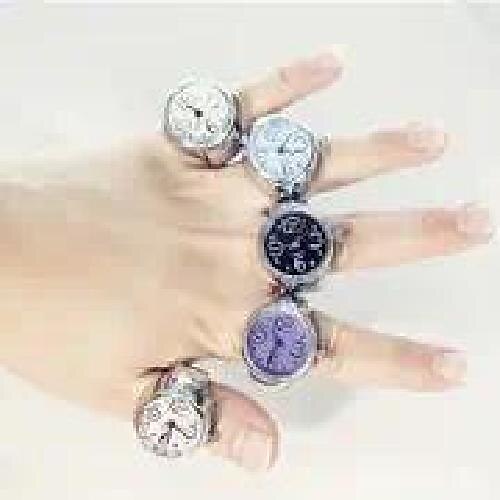 

1 pc pop mode femmes hommes bague montre mouvement à quartz réglable en acier inoxydable bande mode bijoux anneau bande élastique