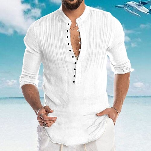 

Homme Chemise Chemise boutonnée Chemise décontractée Chemisette Chemise d'été Chemise de plage Noir Blanche Jaune Rose Claire Bleu manche longue Plein Col Mao du quotidien Vacances Pli Vêtement Tenue