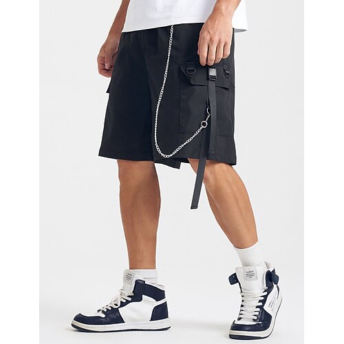 

Homens Bermuda Cargo Shorts casuais Techwear Zíper Tecido Conforto Respirável Ao ar livre Diário Para Noite 100% Algodão Moda Casual Preto