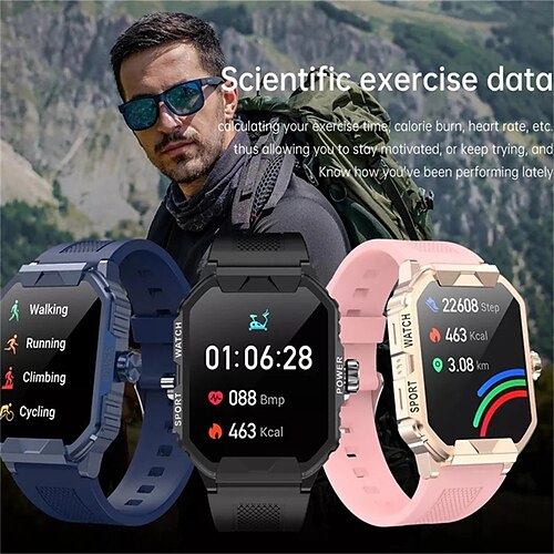 

FW06 Smart-Armbanduhr, 1,85 Zoll, NFC-Touch, Bluetooth-Anruf, 300 mAh, Herzfrequenz, Schlaf, Blutsauerstoffmonitor, GPS-Uhr, Bluetooth, Sport, wasserdichte Smartwatch für Android, iOS, männlich,