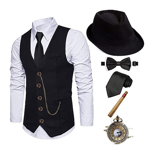 The Great Gatsby Gentleman Vintage 1920s Gilet Gilet Homme Slim Fit Costume  Cosplay Événement Party Business Ceremony Mariage Mascarade sans manches