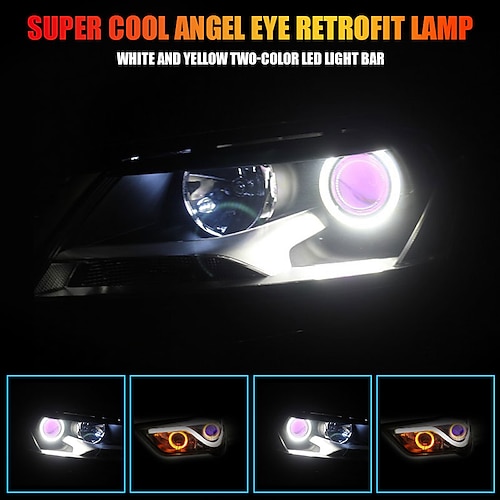 

2 Stück Angel Eyes zweifarbiges Auto-LED-Motorrad-Tagfahrlicht DRL-Scheinwerfer Auto-Motorrad-Halo-Ring-Nebelscheinwerfer weiß und gelb