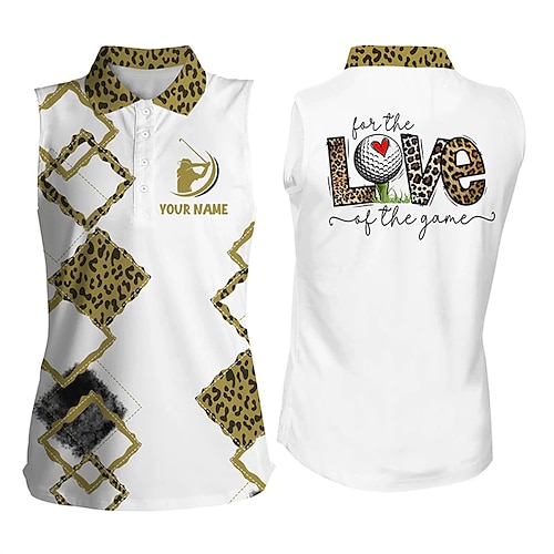 

Damen poloshirt Golfhemd Golfkleidung Atmungsaktiv Schnelltrocknend Weich Ärmellos Weste / Fahrradweste Shirt Regular Fit Leopard Geometrie Sommer Frühling Tennis Golfspiel Badminton