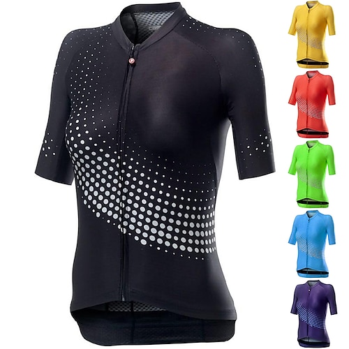 

21Grams Mulheres Camisa para Ciclismo Manga Curta Moto Blusas com 3 bolsos traseiros Ciclismo de Montanha Ciclismo de Estrada Respirável Secagem Rápida Pavio Humido Tiras Refletoras Preto Amarelo