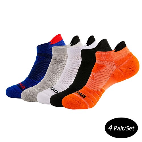 

4 Pairs Men's Running Socks Low Cut Socks Black White Color Plain Casual Daily Basic Medium Four Seasons Stylish Traditional Classic