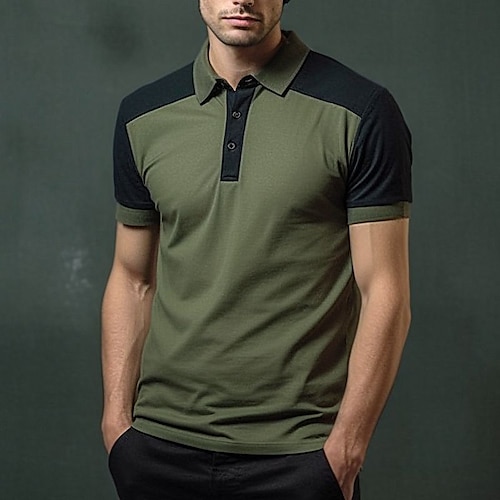 

Homens Polos de botões Camisa de golfe Casual Esportes Lapela Manga Curta Moda Básico Bloco de cor Botão Verão Normal Branco Vermelho Marron Verde Polos de botões