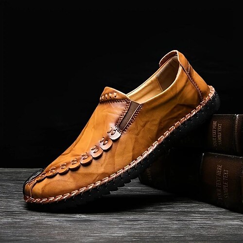 

Homens Mocassins e Slip-Ons Sapatos casuais masculinos Sapatos de couro Mocassim Tamanhos Grandes Negócio Casual Ao ar livre Diário Couro Respirável Castanho avermelhado Amarelo marrom Preto Verão
