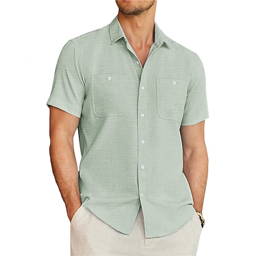 

Homme Chemise Chemise Lin Chemise décontractée Chemisette Chemise d'été Chemise de plage Noir Blanche Vert Claire Manche Courte Plein Revers Eté Casual du quotidien Vêtement Tenue Poche