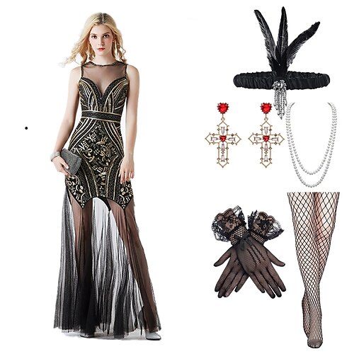 

Der große Gatsby 1920s Vintage inspiriert Der große Gatsby Austattungen Partykostüm Ärmellose Kleider Damen Pailletten Kostüm Jahrgang Cosplay Halloween Party Abend Party / Cocktail Ärmellos