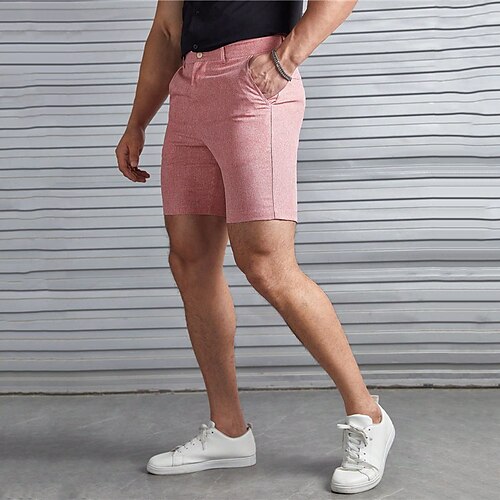 

Herren Shorts Kurze Hosen Chino Bermuda Shorts Bermudas Arbeitsshorts Tasche Gerade geschnitten Geometrie Komfort Kurz Formal Arbeit Casual 100% Baumwolle Strassenmode Stilvoll Rosa Beige