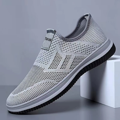 

Herren Loafer Slip On Flyknit Schuhe Brautkleider schlicht Täglich Wanderschuhe Fliegendes Weben Atmungsaktiv Weiß Grau Sommer Frühling