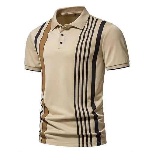 

Homens Camisa polo de caminhada Camisa de golfe roupas de golfe Proteção Solar UV Respirável Secagem Rápida Camisa Riscas Verão Primavera Golfe Exterior