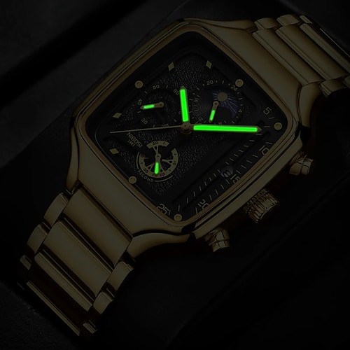 

NIBOSI 2023 Luxury Business Men Watches Gold Quartz Stainless Steel Sport Square Clock Waterproof 24 Hours Date Relogio Masculin
