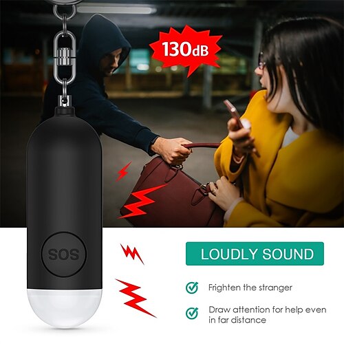 

Selbstverteidigungsalarm für Frauen, 130 dB, Sicherheit für Mädchen, Schutzalarm, persönliche Sicherheit, lauter Schrei, Schlüsselanhänger, Notfallalarm