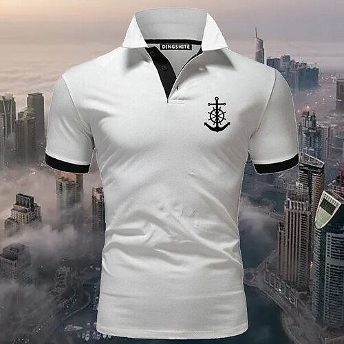 

Homens Pólo Esportivo Camiseta Polo Casual Feriado Lapela Manga Curta Moda Básico Tecido Botão Verão Normal Verde Maçã Vinho Amarelo e Azul marinho Branco Rosa Azul Marinho Escuro Pólo Esportivo