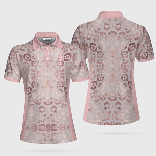 

Mulheres Camisa polo de caminhada Camisa de golfe roupas de golfe Respirável Secagem Rápida Macio Manga Curta Blusas Normal Leopardo Verão Primavera Tênis Golfe Badminton