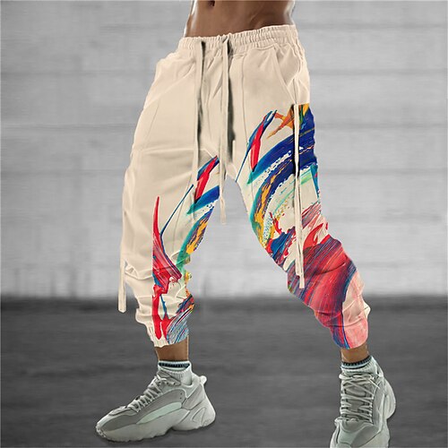 

Homme Joggings Pantalon Jogger Pantalon Cordon Taille elastique Impression 3D Imprimés Photos Graffiti Confort Sport extérieur Casual du quotidien Mélange de Coton Vêtement de rue Design Blanche Kaki