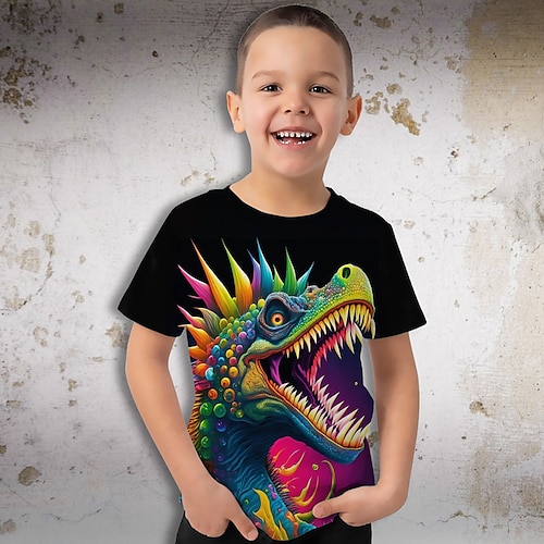 

Para Meninos Camiseta Manga Curta Camisa Camiseta Gráfico Animal Dinossauro Impressão 3D Ativo Esportes Moda Poliéster Ao ar livre Casual Diário Infantil Crewneck 3-12 anos Gráfico impresso em 3D