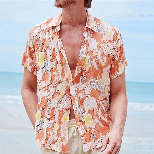 

Herren Hemd Hawaiihemd Sommerhemd Blumen Flamingo Grafik-Drucke Blätter Umlegekragen Wein Blau Orange Outdoor Strasse Kurze Ärmel Bedruckt Bekleidung Modisch Strassenmode Designer Brautkleider