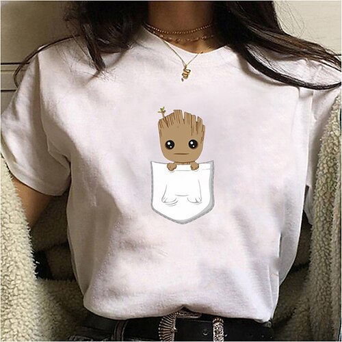 

guardiões da galáxia 3 Bebê Groot homem árvore Japonesa/Curta Imprimir Clássico Estilo de rua Camiseta Para Homens Mulheres Unisexo Adulto Hot Stamping 100% algodão Casual / Diário