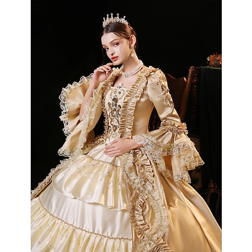  Dolce Lolita Gotico Rococò Vestito Costume da festa Abito da Ballo Principessa Shakespeare Gentildonna Tinta unica Abito da ballo Per donna Halloween Carnevale San Valentino Performance Matrimonio