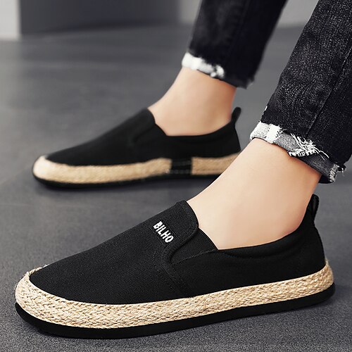 

Hombre Zapatos de taco bajo y Slip-On Casual Diario Tejido Transpirable Negro Blanco Verano Primavera