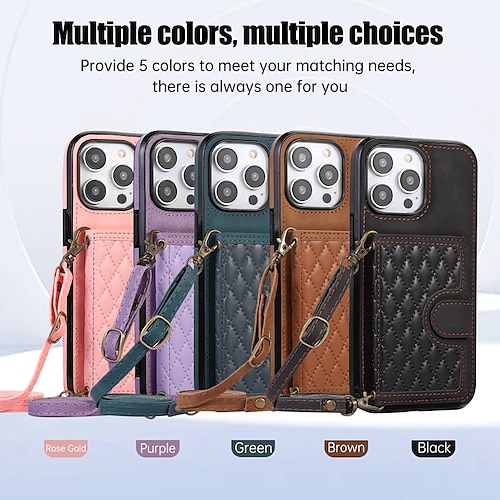 

téléphone Coque Pour Apple Sac à main Portefeuille iPhone 14 Pro Max Plus 13 12 11 Mini X XR XS 8 7 avec bandoulière amovible Avec porte-cartes Flip magnétique Couleur Pleine Formes Géométriques TPU