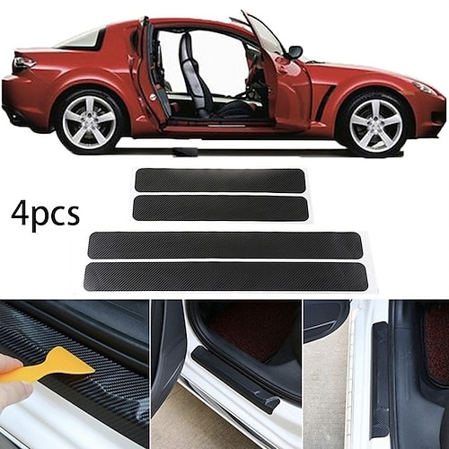 

8 pièces autocollants de voiture universel seuil de seuil anti-rayures en fibre de carbone auto porte autocollant décalcomanies accessoires de voiture