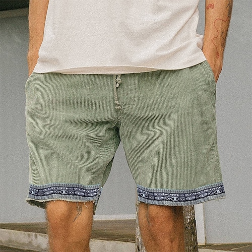 

Hombre Pantalones cortos casuales Pantalones cortos de pana Correa Cintura elástica Pierna recta Bloque de color Comodidad Transpirable Corto Diario Festivos Fin de semana Pana Casual Boho Verde