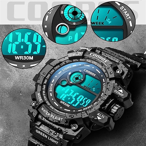 

Coobos novos relógios digitais masculinos led luminosos, moda esportiva, relógios à prova d'água para homem, data, exército, relógio militar