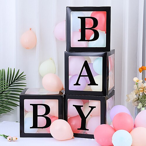 

4pcs - Wedding Birthday Party Balloon Decorative Box 25cm/9.8in Black LOVE Balloon Box