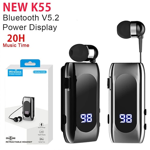 

k55 casque sans fil portable rétractable bluetooth 5.2 casque vibration sport course gamer 20h musique temps