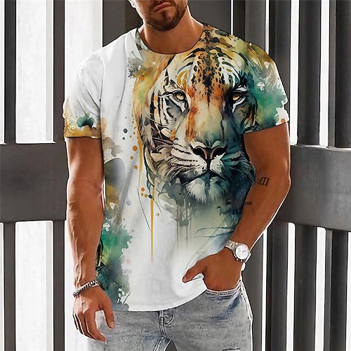 

Hombre Camiseta Graphic Animal Tigre Cuello Barco Ropa Impresión 3D Exterior Diario Manga Corta Estampado Moda Design Vintage