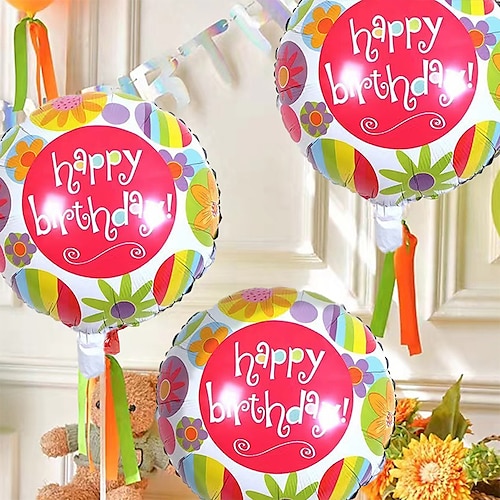 

6 pièces 18 pouces circulaire fleur anniversaire heureux aluminium flm printemps fête fête d'anniversaire décoration ballon