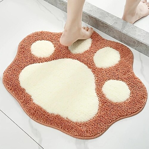 

Cartoon Foot Shape Cat Dog Palm Bathroom Absorbent Non-Slip Mat Entry Door Entrance Mat Home Door Bedroom Mat