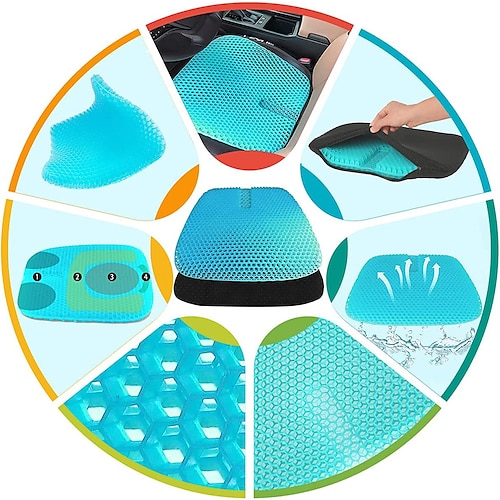 

Gel Seat Cushion Reducing Pain Of Hip Back From Long Sitting, Breathable Cooling Seat Cushion Honeycomb Design Absorbs Pressure Portable for Office Chair Sofa Car Wheelchair