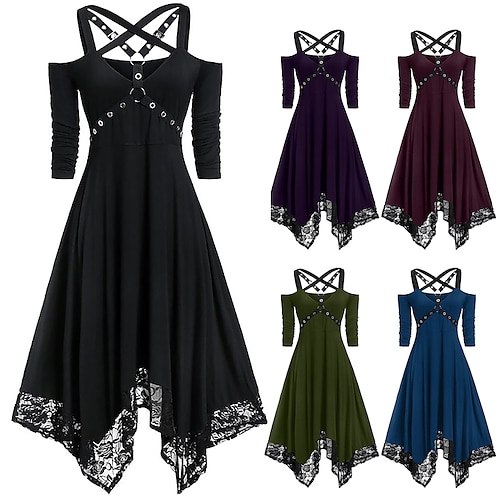 

Chica gótica Retro Antiguo Punk y gótico Vestido acampanado Mujer Disfraz Cosecha Cosplay Fiesta / Noche Vestido Mascarada