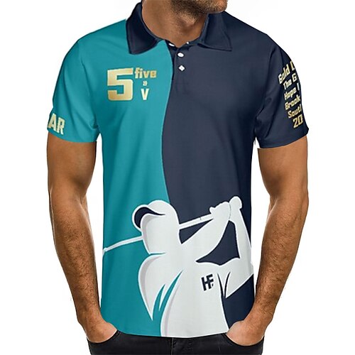 

Homens Camisa polo de caminhada Camisa de golfe Pólo de botões Respirável Macio Manga Curta Blusas Normal Estampado Verão Primavera Golfe Exterior