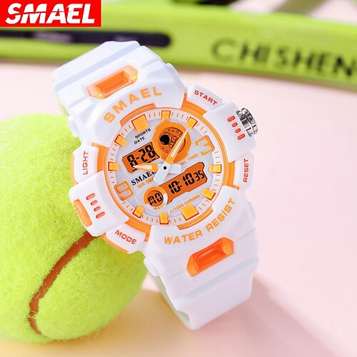 

Women Watch Quartz SMAEL Sports Watches 50M Waterproof Wristwatches Dual Time Fashion White Clock 8083 Lady Watches Digital