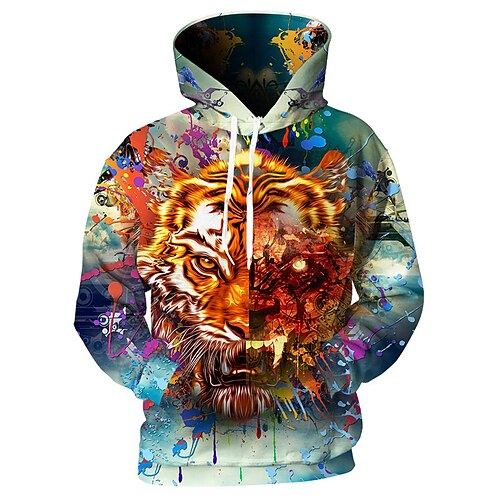 

Hombre Sudadera Con Capucha Negro Azul Piscina Morado Caqui Arco Iris Con Capucha Animal Tigre Estampados Estampado Diario Deportes Impresión 3D Ropa de calle Design Básico Primavera Otoño Ropa