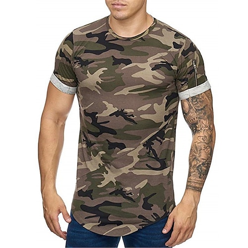 

Men's T shirt Tee Tee Top Camo / Camouflage Crew Neck Street Vacation Short Sleeves Clothing Apparel Fashion Designer Basic