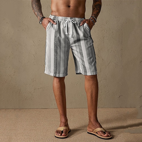 

Homens Calção Shorts de verão Shorts de praia Com Cordão Cintura elástica Perna reta Listra Conforto Respirável Curto Casual Diário Feriado Moda Estilo Clássico Vermelho Azul