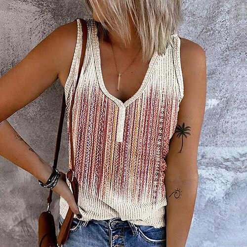 

Women's Tank Top Red Blue Green Graphic Print Sleeveless Casual Basic V Neck Regular S