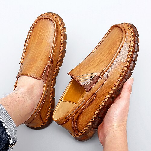 

Homme Mocassins et Slip On Rétro Couture à la main Mocassins Penny Rétro Vintage Décontractées Extérieur du quotidien Marche Cuir Nappa Respirable Noir90123 Kaki 90123 Brun rouge90123 Printemps