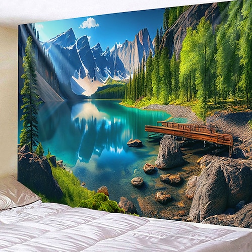 

Tapiz colgante con diseño de paisaje, arte de pared, tapiz grande, mural, decoración, fotografía, telón de fondo, manta, cortina, hogar, dormitorio, sala de estar, decoración